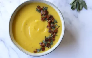 The Kitchen Doesn't Bite Butternut Squash Soup, Bacon & Fall Herbs