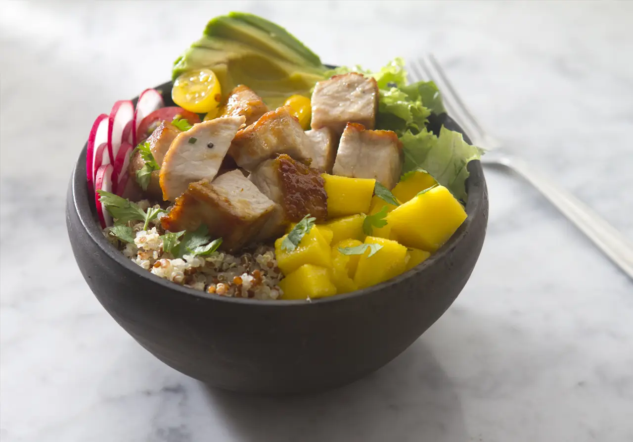 The Kitchen Doesn't Bite Quinoa and Pork Bowl With Mango