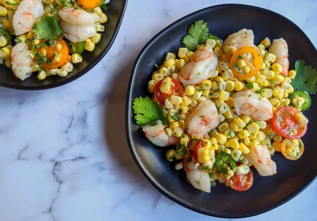 The Kitchen Doesn't Bite Fresh Corn Shrimp Salad